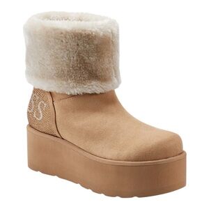 New GUESS Indya Shearling Platform Booties, Size 10